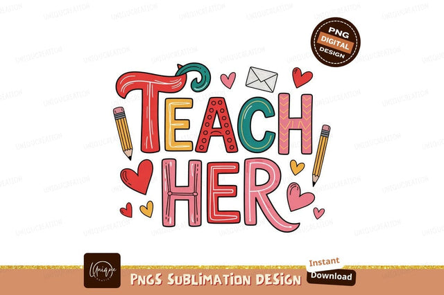 Teacher Apprecation Hand Drawn Colorful Illustration Sublimation Designangry 