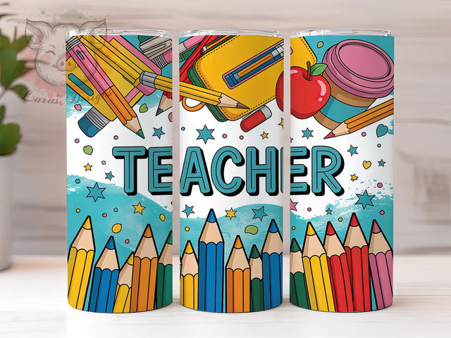 Teacher Appreciation Gift 20oz Tumbler Wrap, Best Teacher, School Theme, Classroom Design, Teacher Gift, 20oz Tumbler Wrap, Sublimation PNG Sublimation Lara' s Designs 