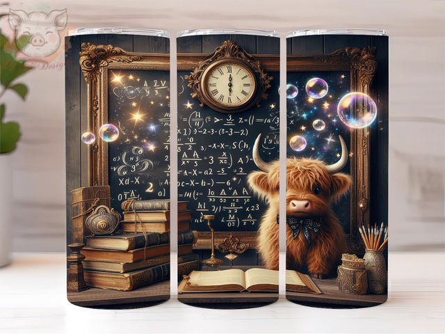 Teacher Appreciation Highland Cow 20oz Tumbler Png, Straight & Tapered Tumbler Png, Highland Cow Tumbler Png, Digital Download PNG Sublimation Lara' s Designs 