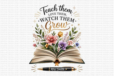 Teacher Appreciation PNG Floral Teacher Gift Sublimation Design SVG BillahCrafts 