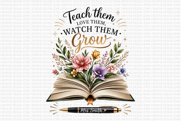 Teacher Appreciation PNG Floral Teacher Gift Sublimation Design SVG BillahCrafts 