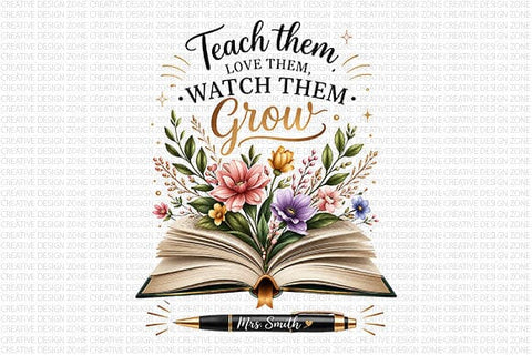 Teacher Appreciation PNG Floral Teacher Gift Sublimation Design SVG BillahCrafts 
