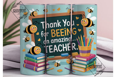 Teacher Bee Tumbler Wrap Sublimation sassyprint 