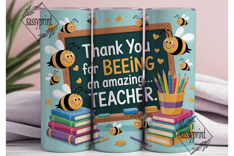 Teacher Bee Tumbler Wrap Sublimation sassyprint 