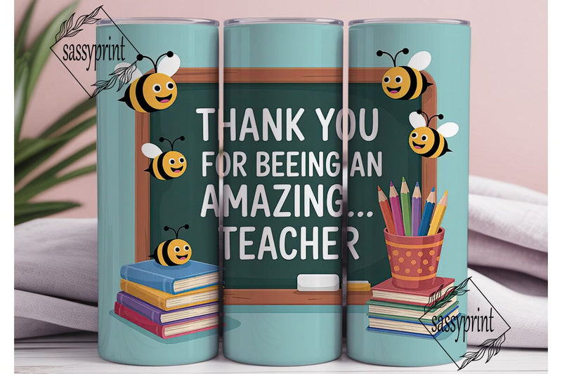 Teacher Bee Tumbler Wrap Sublimation sassyprint 
