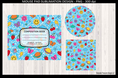 Teacher Blue Retro Sticker Mouse Pad & Coaster Set, Sublimation Printable Png Sublimation Keepsake Treasures Designs LLC. 