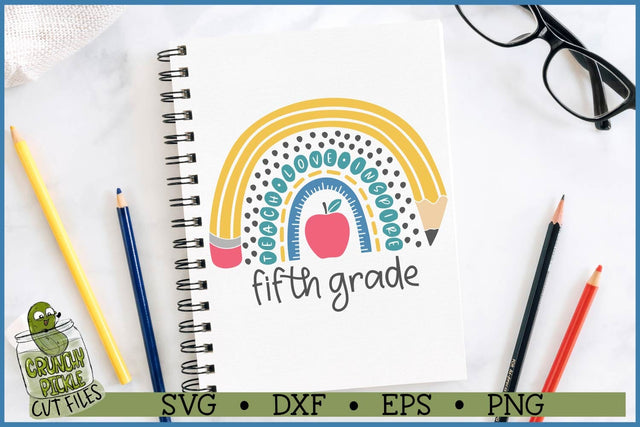 Teacher Boho Rainbow Fifth Grade SVG File SVG Crunchy Pickle 