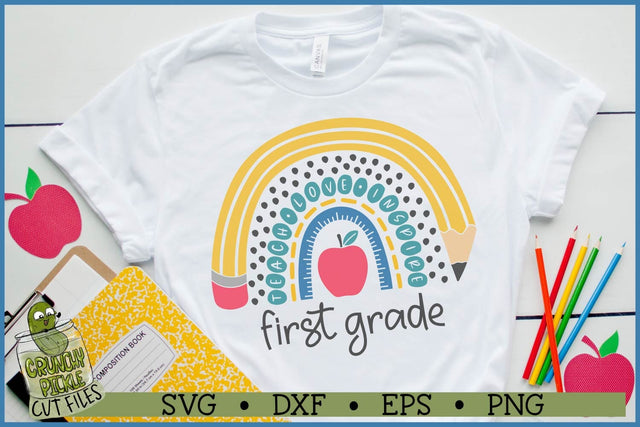 Teacher Boho Rainbow First Grade SVG File SVG Crunchy Pickle 