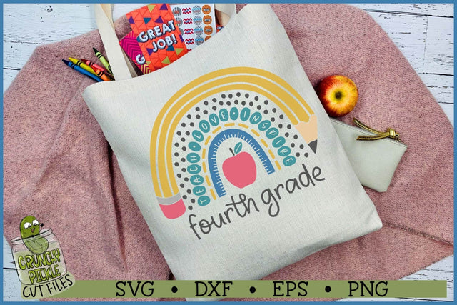 Teacher Boho Rainbow Fourth Grade SVG File SVG Crunchy Pickle 