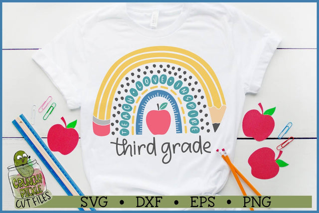 Teacher Boho Rainbow Third Grade SVG File SVG Crunchy Pickle 