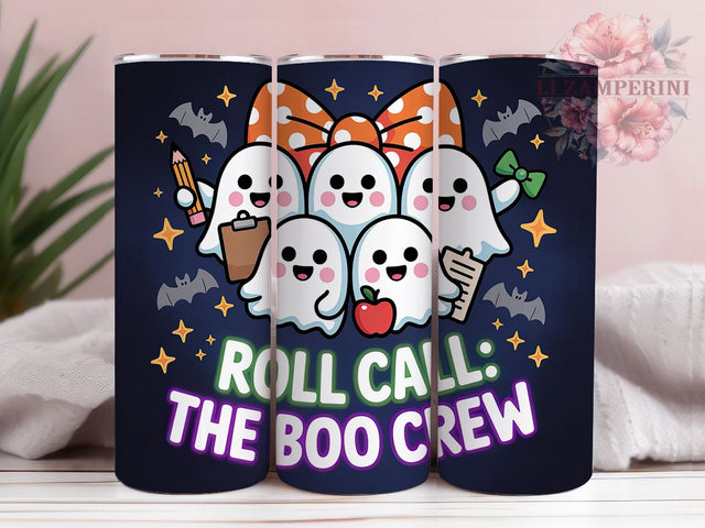 Teacher Boo Crew Coquette Ghost Tumbler, Boo Crew PNG, Coquette Ghost Wrap, 20oz Sublimation Design, Cute Spooky Cup, Pastel Halloween Art, Ghost With Bow Tumbler Sublimation Li Zamperini 