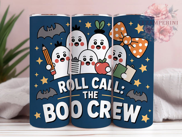 Teacher Boo Crew Coquette Ghost Tumbler, Boo Crew PNG, Coquette Ghost Wrap, 20oz Sublimation Design, Cute Spooky Cup, Pastel Halloween Art, Ghost With Bow Tumbler Sublimation Li Zamperini 