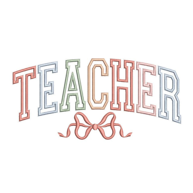 Teacher Bow Embroidery Design, Back to School Embroidery, Teacher Gift Embroidery Design, 5 sizes, Instant download Embroidery/Applique DESIGNS Nino Nadaraia 
