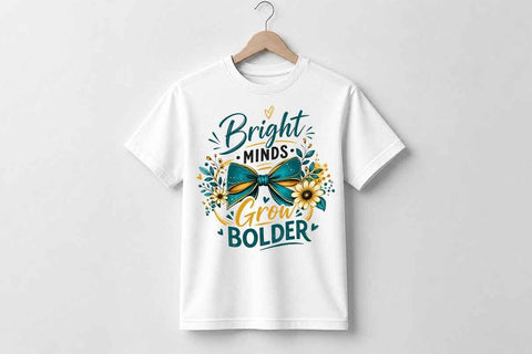 Teacher Bow PNG Bright Minds Grow Bolder Sublimation Design SVG BillahCrafts 