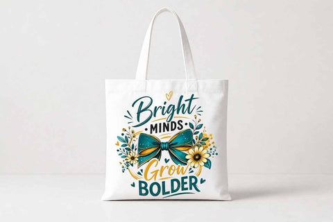 Teacher Bow PNG Bright Minds Grow Bolder Sublimation Design SVG BillahCrafts 