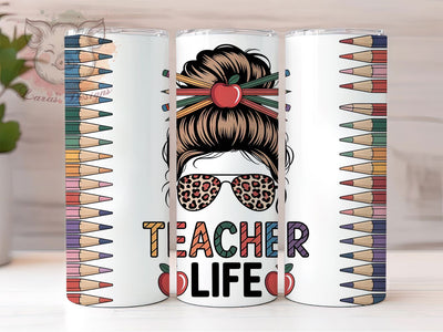 Teacher Bun Life 20oz Tumbler, Bun Wrap, Sublimation Gift, Educator Mug, 20oz Tumbler Design, Teacher Life Quote, Classroom Theme Sublimation Lara' s Designs 