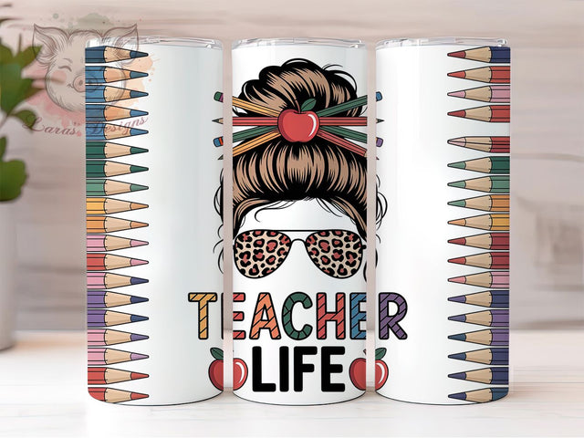 Teacher Bun Life 20oz Tumbler, Bun Wrap, Sublimation Gift, Educator Mug, 20oz Tumbler Design, Teacher Life Quote, Classroom Theme Sublimation Lara' s Designs 