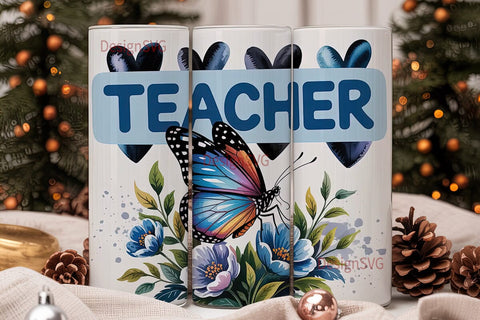 Teacher Butterfly 20oz Tumbler Wrap Sublimation DesignSVG 