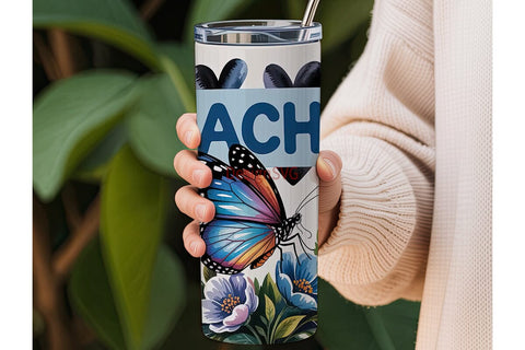 Teacher Butterfly 20oz Tumbler Wrap Sublimation DesignSVG 