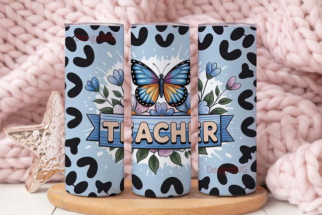 Teacher Butterfly 20oz Tumbler Wrap Sublimation DesignSVG 