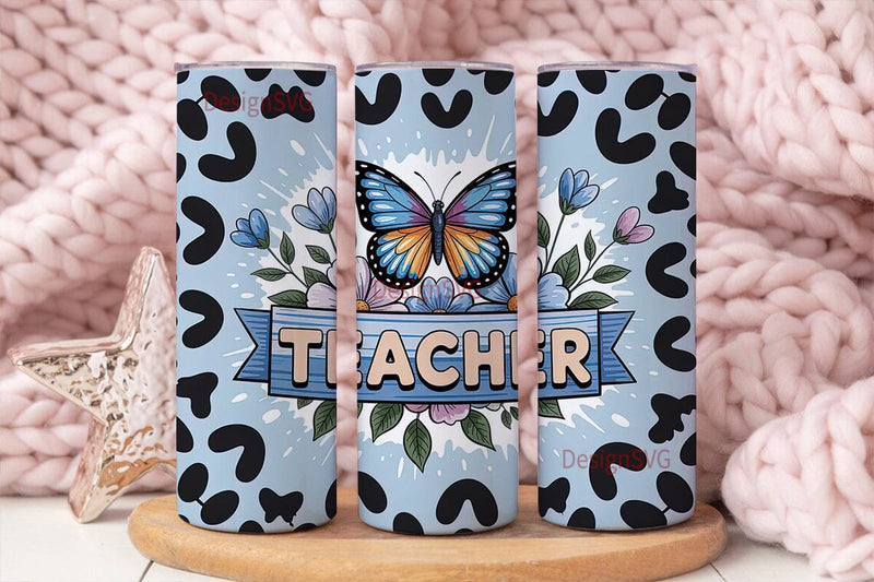 Teacher Butterfly 20oz Tumbler Wrap Sublimation DesignSVG 