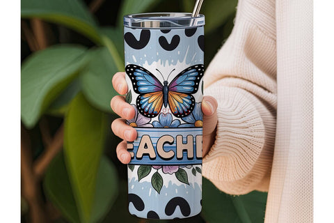 Teacher Butterfly 20oz Tumbler Wrap Sublimation DesignSVG 