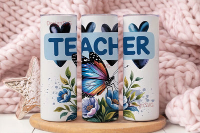 Teacher Butterfly 20oz Tumbler Wrap Sublimation DesignSVG 
