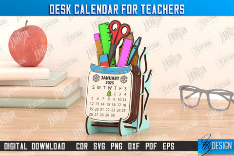 Teacher Calendar | Desktop Calendar | School Design | Wooden Desk Calendar | CNC File SVG Fly Design 
