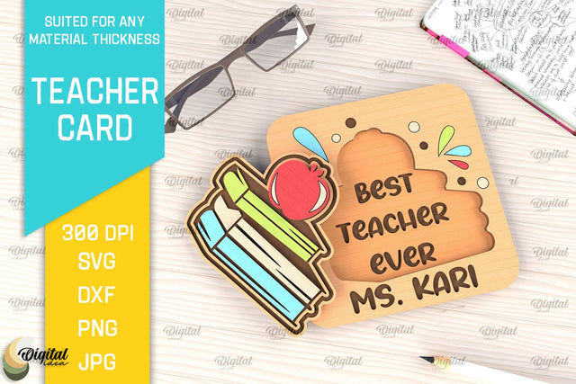 Teacher Card SVG. Teacher Greeting Card Laser Cut SVG Evgenyia Guschina 