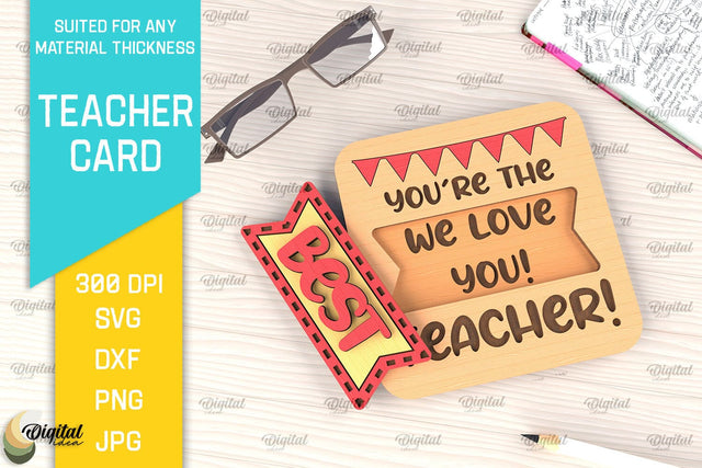 Teacher Card SVG. Teacher Greeting Card Laser Cut SVG Evgenyia Guschina 