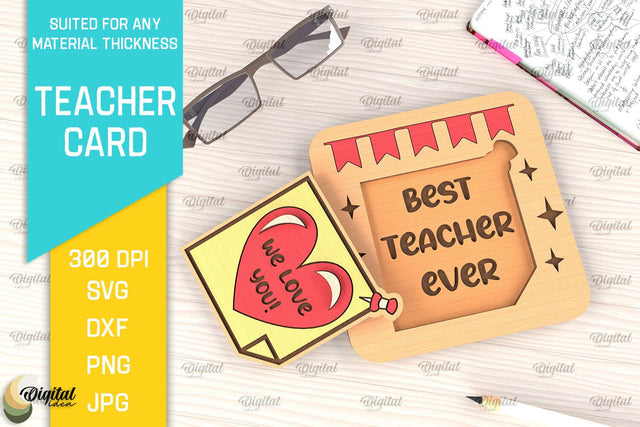 Teacher Card SVG. Teacher Greeting Card Laser Cut SVG Evgenyia Guschina 