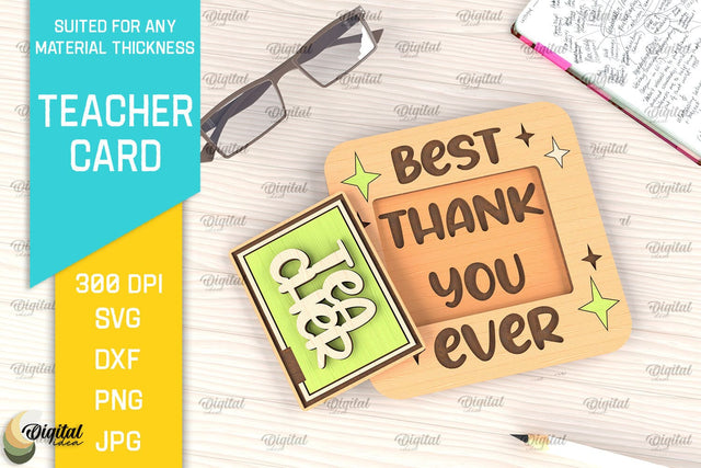 Teacher Card SVG. Teacher Greeting Card Laser Cut SVG Evgenyia Guschina 