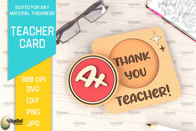 Teacher Card SVG. Teacher Greeting Card Laser Cut SVG Evgenyia Guschina 