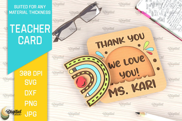 Teacher Card SVG. Teacher Greeting Card Laser Cut SVG Evgenyia Guschina 