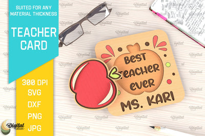 Teacher Card SVG. Teacher Greeting Card Laser Cut SVG Evgenyia Guschina 