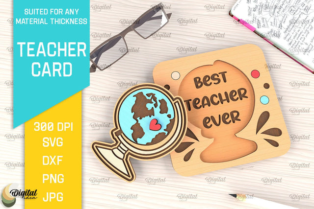 Teacher Card SVG. Teacher Greeting Card Laser Cut SVG Evgenyia Guschina 