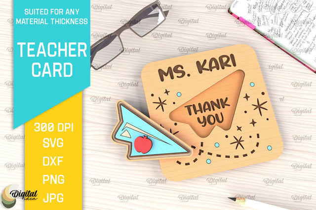 Teacher Card SVG. Teacher Greeting Card Laser Cut SVG Evgenyia Guschina 