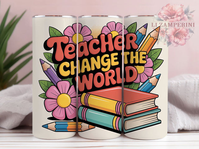Teacher Change The World 20oz Tumbler, Boho Teacher Tumbler, Sublimation Wrap, 20oz Tumbler Design, Teacher Appreciation Gift, PNG Tumbler Wrap, Boho Teacher Quote Sublimation Li Zamperini 