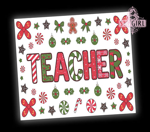 Teacher Christmas Gift, School Tumbler Wrap, Sublimation Design 20oz, Christmas Tumbler, Teacher Appreciation Gift, Holiday Tumbler Design, School Vibes Tumbler Sublimation SvggirlplusArt 