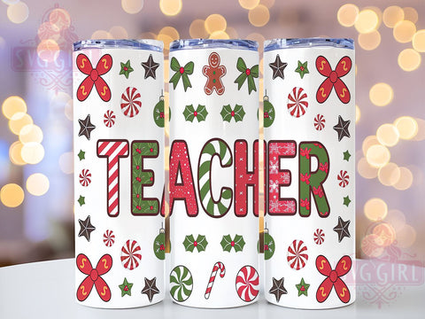 Teacher Christmas Gift, School Tumbler Wrap, Sublimation Design 20oz, Christmas Tumbler, Teacher Appreciation Gift, Holiday Tumbler Design, School Vibes Tumbler Sublimation SvggirlplusArt 