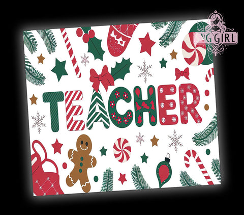 Teacher Christmas Gift, School Tumbler Wrap, Sublimation Design 20oz, Christmas Tumbler, Teacher Appreciation Gift, Holiday Tumbler Design, School Vibes Tumbler Sublimation SvggirlplusArt 