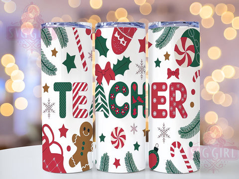 Teacher Christmas Gift, School Tumbler Wrap, Sublimation Design 20oz, Christmas Tumbler, Teacher Appreciation Gift, Holiday Tumbler Design, School Vibes Tumbler Sublimation SvggirlplusArt 