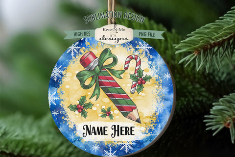 Teacher Christmas Ornament Designs PNG File | Add Name Sublimation Ewe-N-Me Designs 