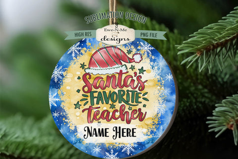 Teacher Christmas Ornament Designs PNG File | Add Name Sublimation Ewe-N-Me Designs 