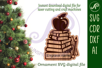 Teacher Christmas Ornament SVG laser cut SVG APInspireddesigns 