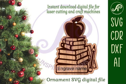 Teacher Christmas Ornament SVG laser cut SVG APInspireddesigns 