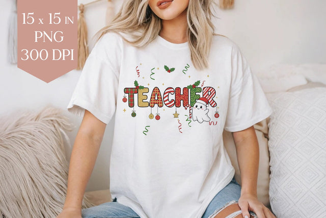 Teacher Christmas PNG, Santa Ghost Sublimation Sublimation BijouBay 