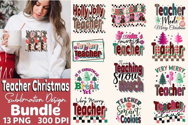 Teacher Christmas Sublimation Design Bundle Sublimation SVGArt 