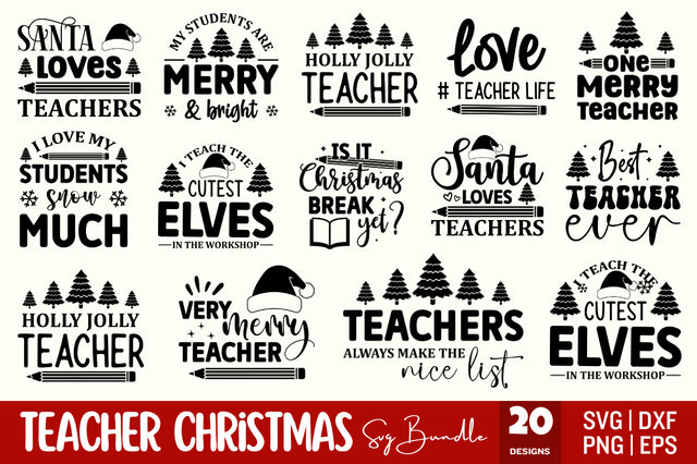 Teacher Christmas SVG Bundle SVG Designangry 