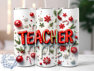 Teacher Christmas Tumbler, 20oz Tumbler Wrap, Sublimation Design, Holiday Gift for Teachers, Christmas Gift, Teacher Appreciation, Festive Tumbler Sublimation ToriDesigns 